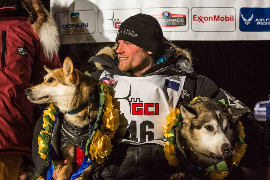 Dallas Seavey, pluricampione, tra i suoi amati cani alla Iditarod Dog race, la pi dura gara di slitte trainate da cani in Alaska (Ap)
